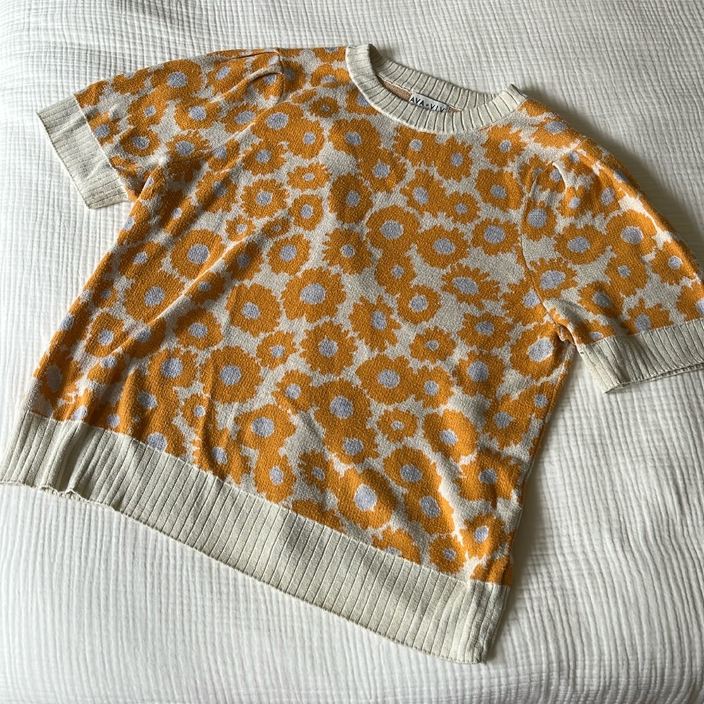 Ava & Viv floral short sleeve sweater - 1X